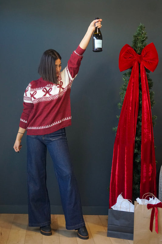 Fair Isle Sweater-Dark Cherry- Shop Teach