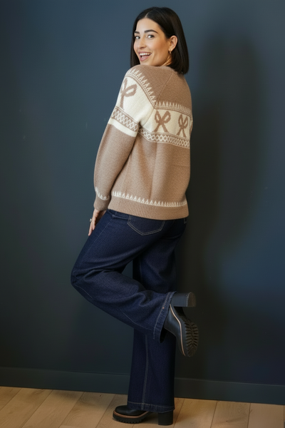 Fair Isle Sweater-Taupe- Shop Teach - Uforia Muse 