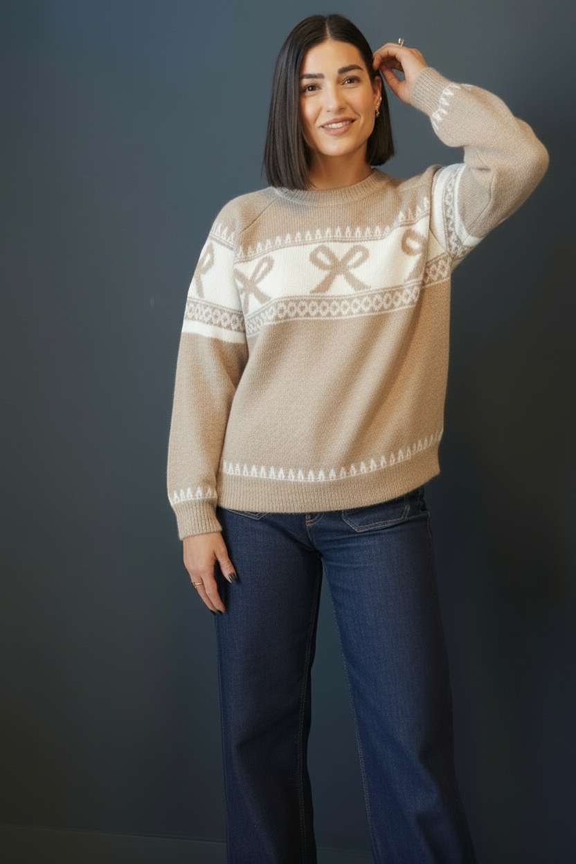 Fair Isle Sweater-Taupe- Shop Teach