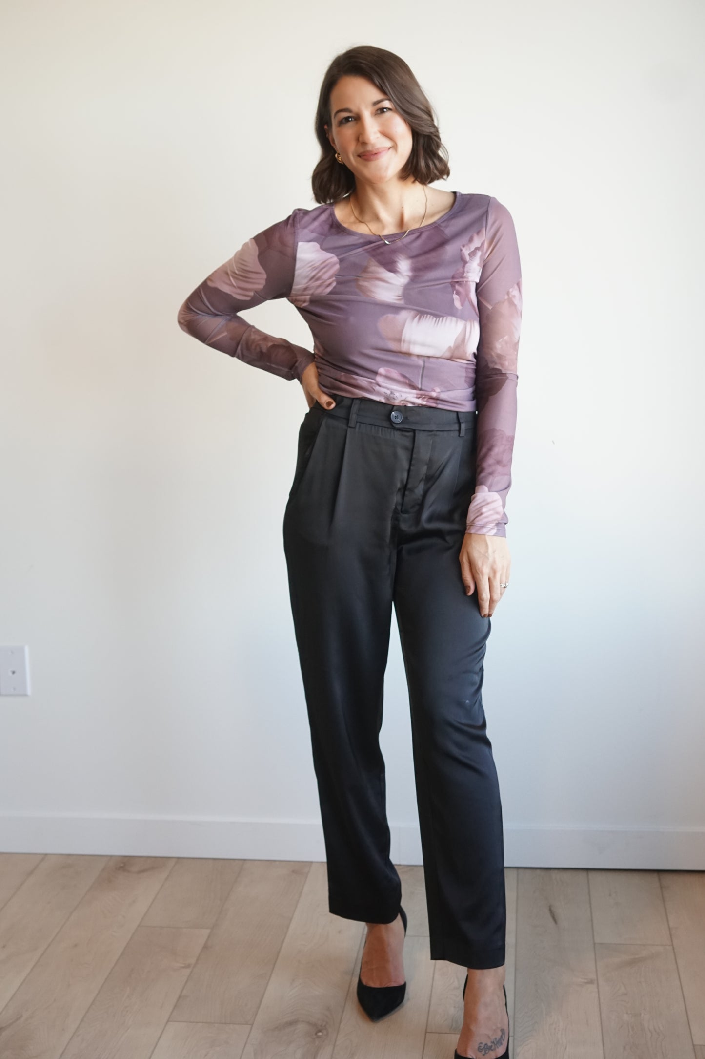 Mia Sheer Long Sleeve-Black Tape