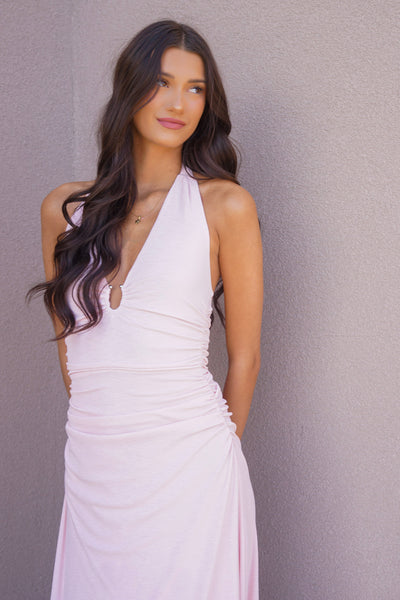 Amelia Midi Dress- Mink Pink - Uforia Muse 
