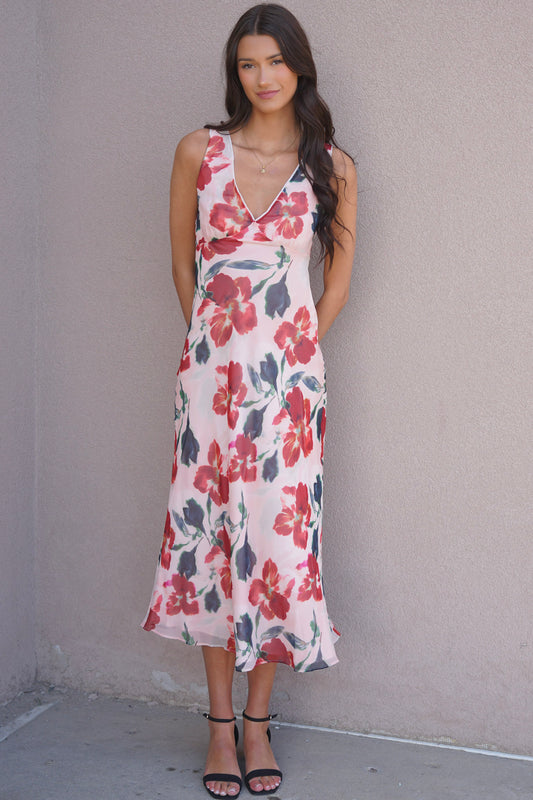 Arabella Bias Midi Dress- Mink Pink - Uforia Muse 