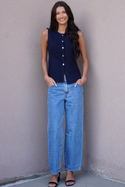Evelin Vest-Navy-Only - Uforia Muse 