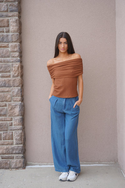 Off The Shoulder Knit Top - Uforia Muse 