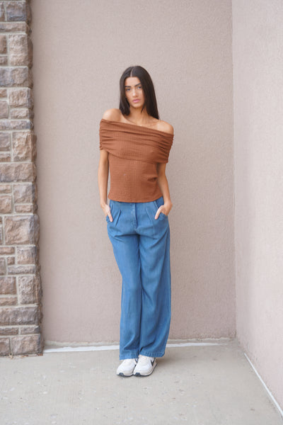 Off The Shoulder Knit Top - Uforia Muse 