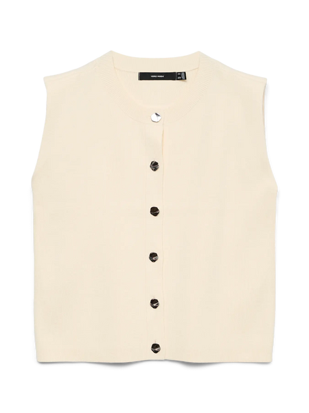 G Button Knit Vest- Black or Cream- Vero Moda - Uforia Muse 