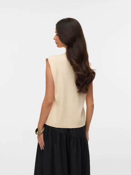 G Button Knit Vest- Black or Cream- Vero Moda - Uforia Muse 