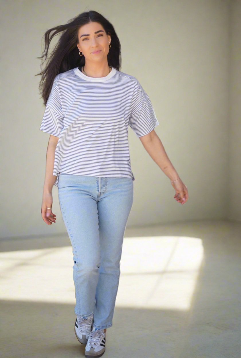 Mazzy Striped Tee- Shop Teach