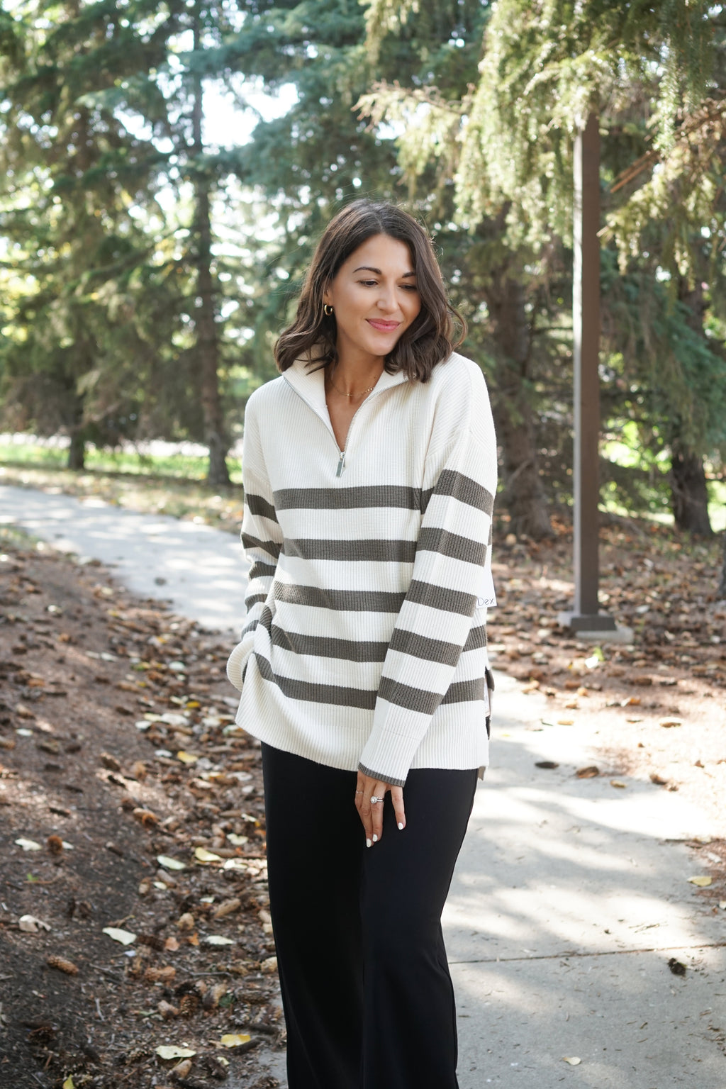 Stripe Half Zip Sweater- Dex