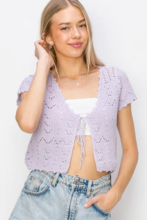 Lavender Crochet Cardigan