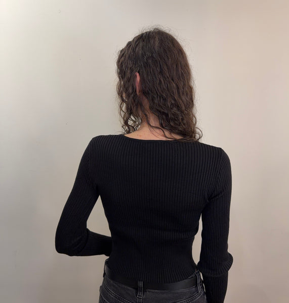 Little Bow Long Sleeve-Black - Uforia Muse 