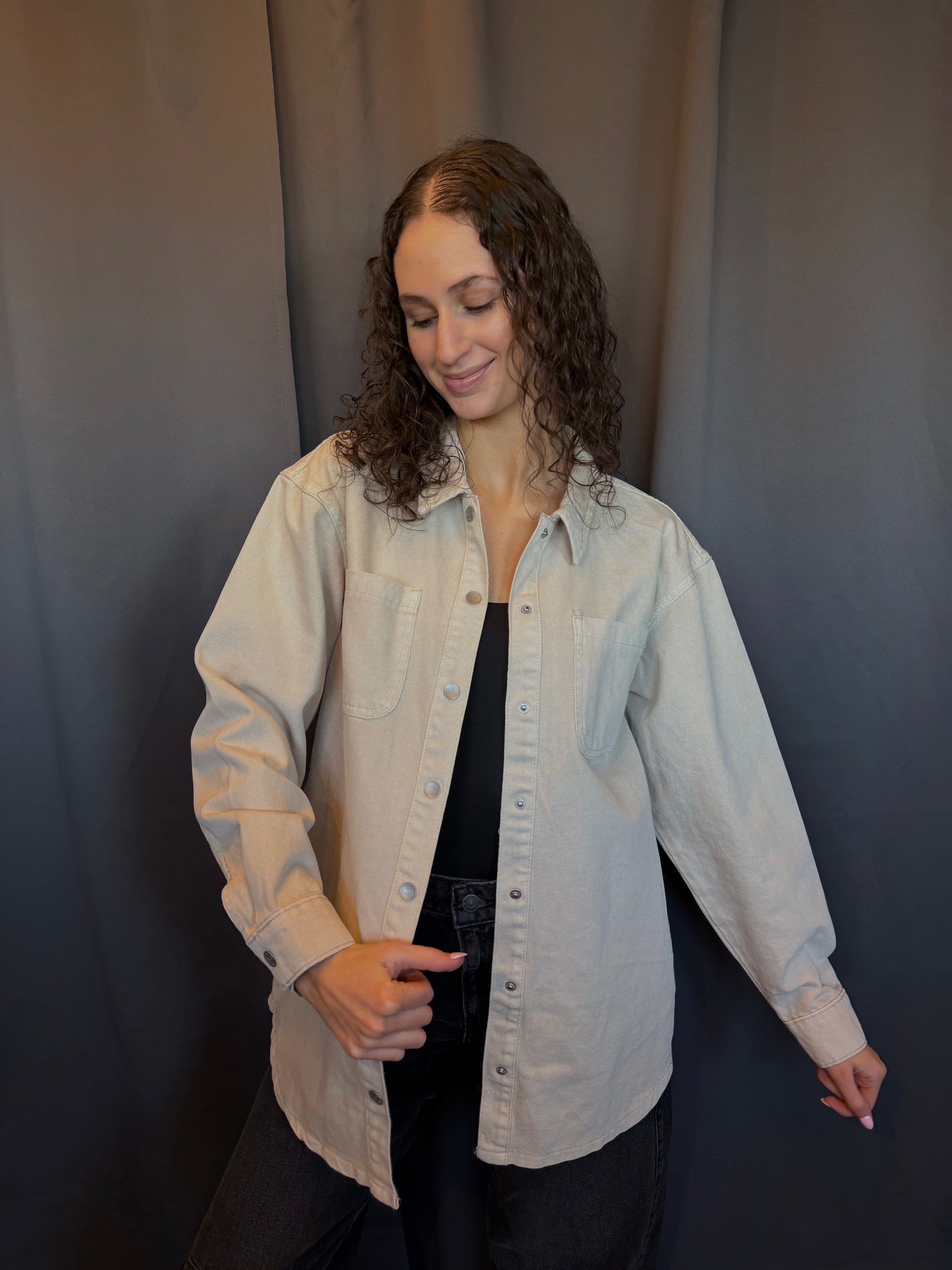 Alva Denim Shacket-Stone-Noisy May - Uforia Muse 