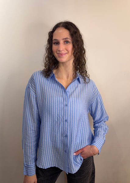 Kaja Striped Shirt-Blue-Vero Moda - Uforia Muse 