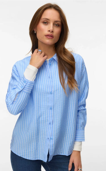 Kaja Striped Shirt-Blue-Vero Moda - Uforia Muse 