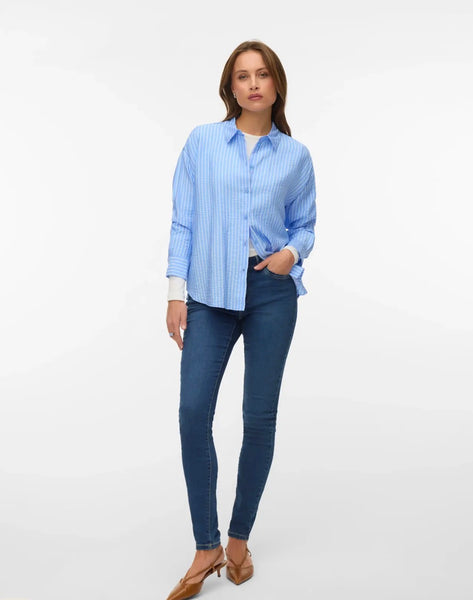 Kaja Striped Shirt-Blue-Vero Moda - Uforia Muse 