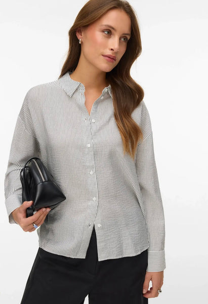 Kaja Striped Shirt-Black-Vero Moda - Uforia Muse 