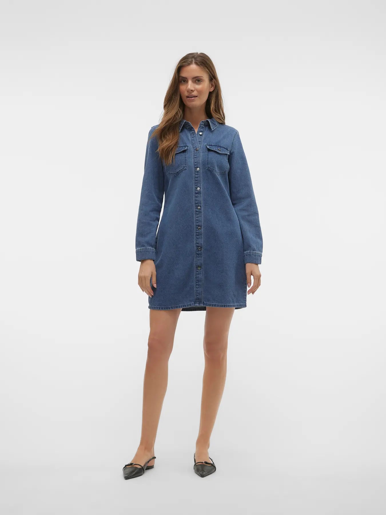 Jennie LS Denim Dress-Vero Moda