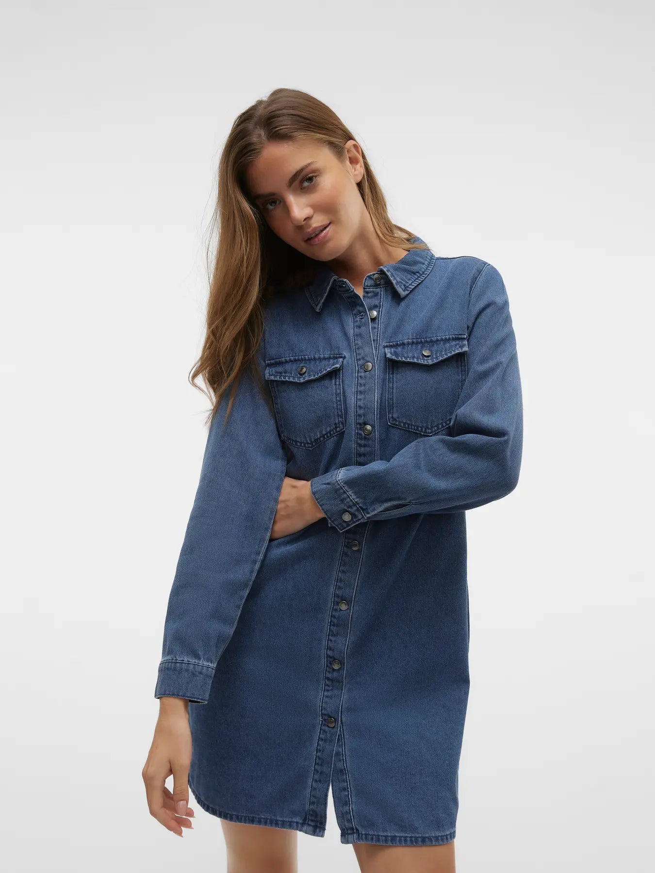 Jennie LS Denim Dress-Vero Moda