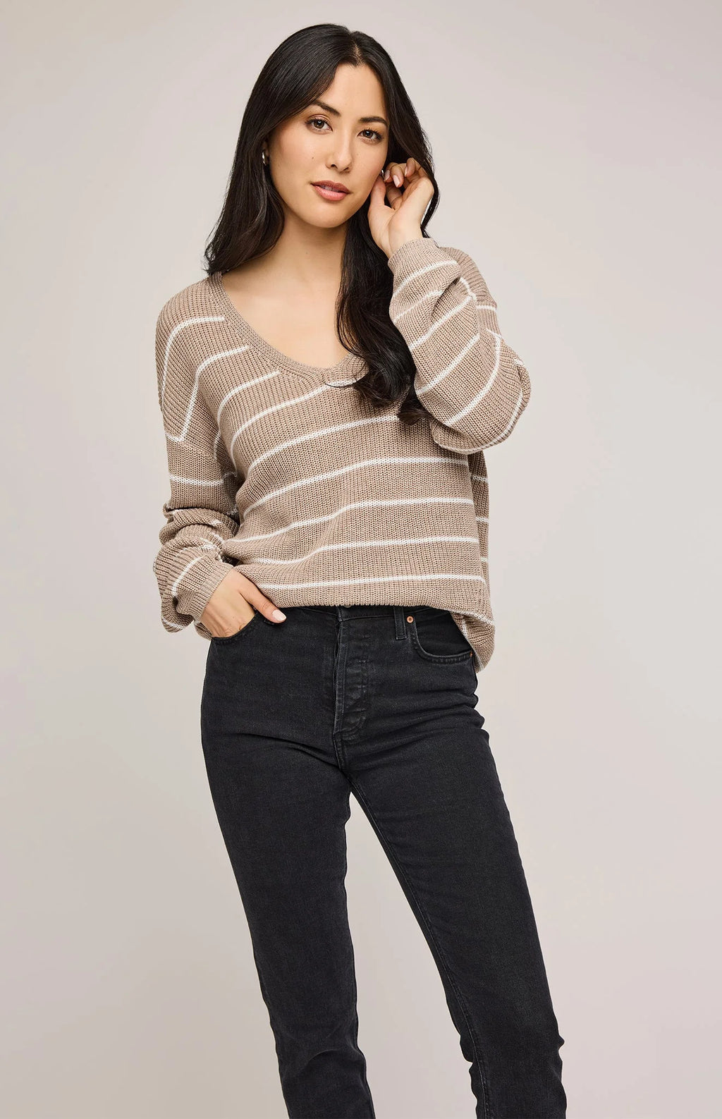 Tucker Stripe Knit- Gentle Fawn