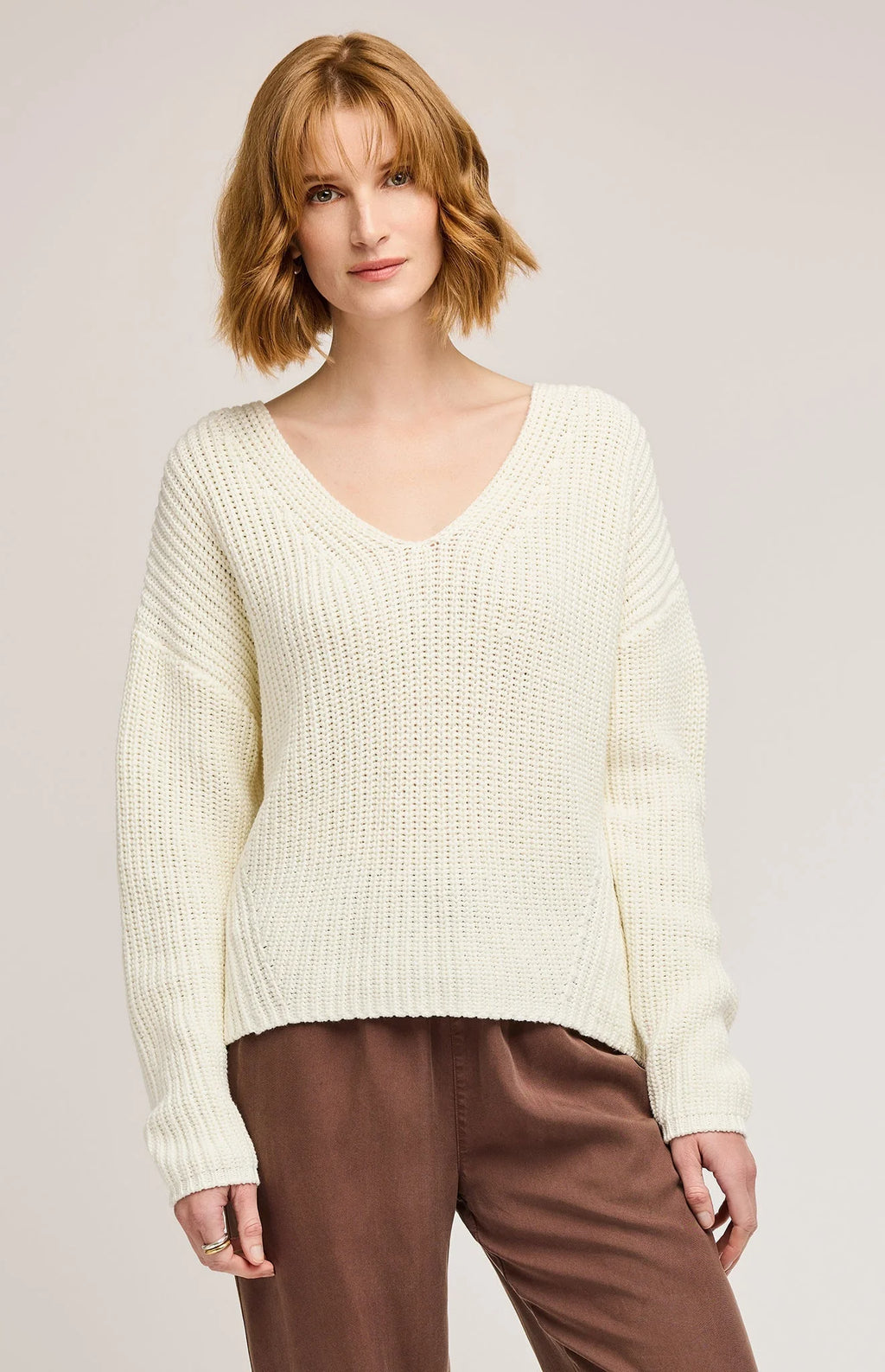 Spencer V-Neck Sweater- Gentle Fawn