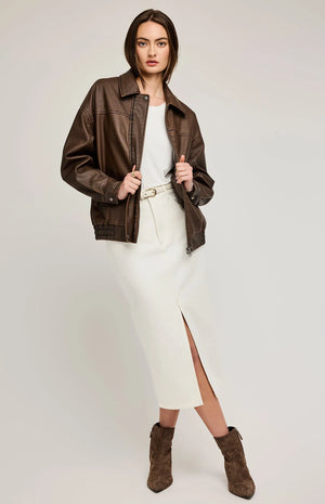 Danica Vegan Leather Bomber- Gentle Fawn