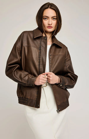 Danica Vegan Leather Bomber- Gentle Fawn