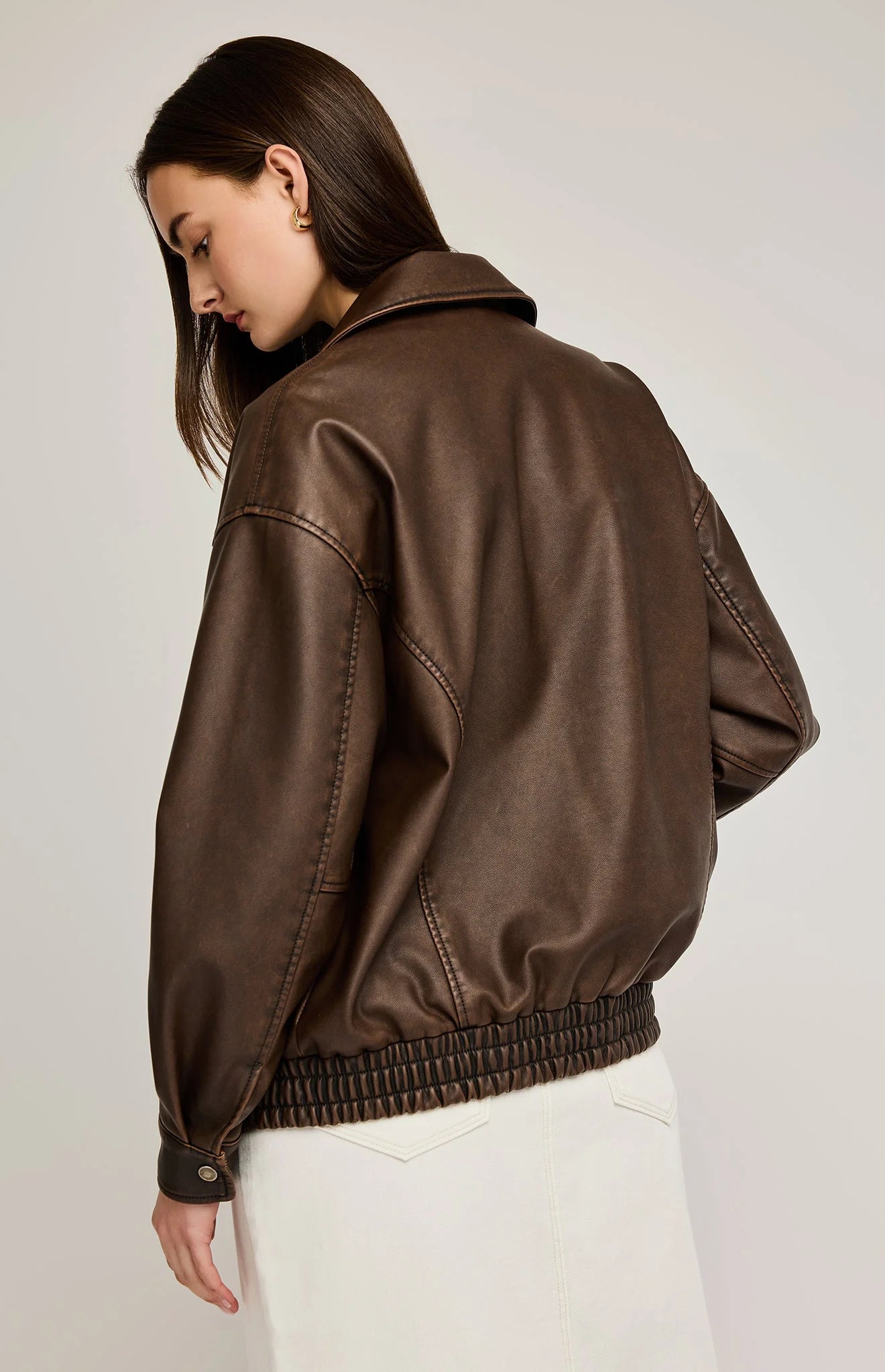 Danica Vegan Leather Bomber- Gentle Fawn