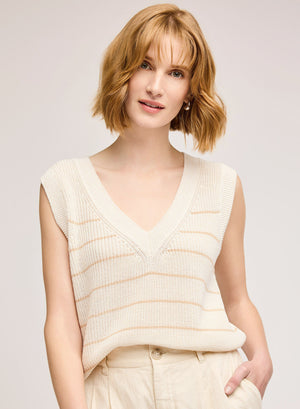 Tanner Shell Stripe Vest- Gentle Fawn