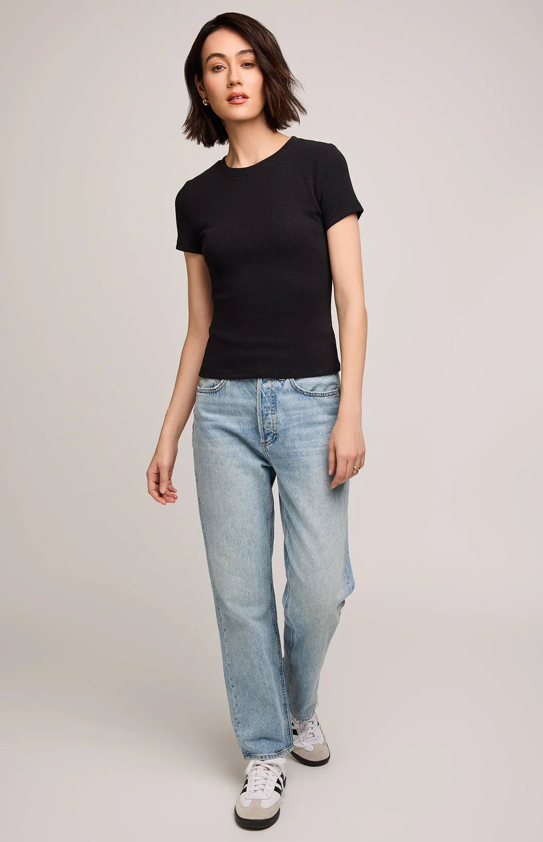 Tate Ribbed Tee-BLK-Gentle Fawn
