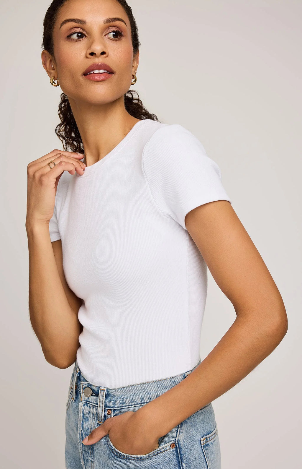 Tate Ribbed Tee-Gentle Fawn
