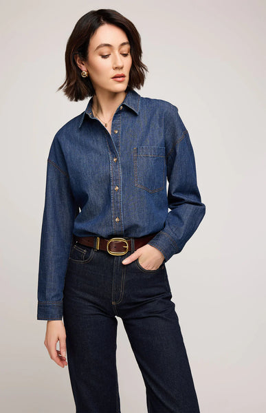 Whitney Denim Shirt-Gentle Fawn - Uforia Muse 
