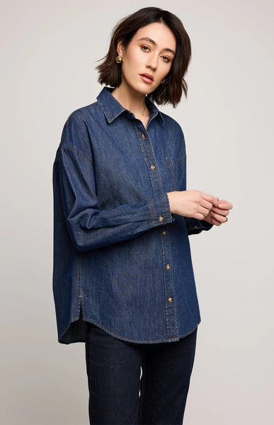 Whitney Denim Shirt-Gentle Fawn - Uforia Muse 