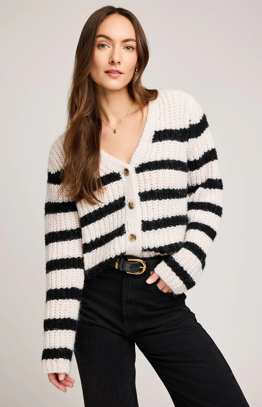 Melanie Stripe Cardi- Gentle Fawn