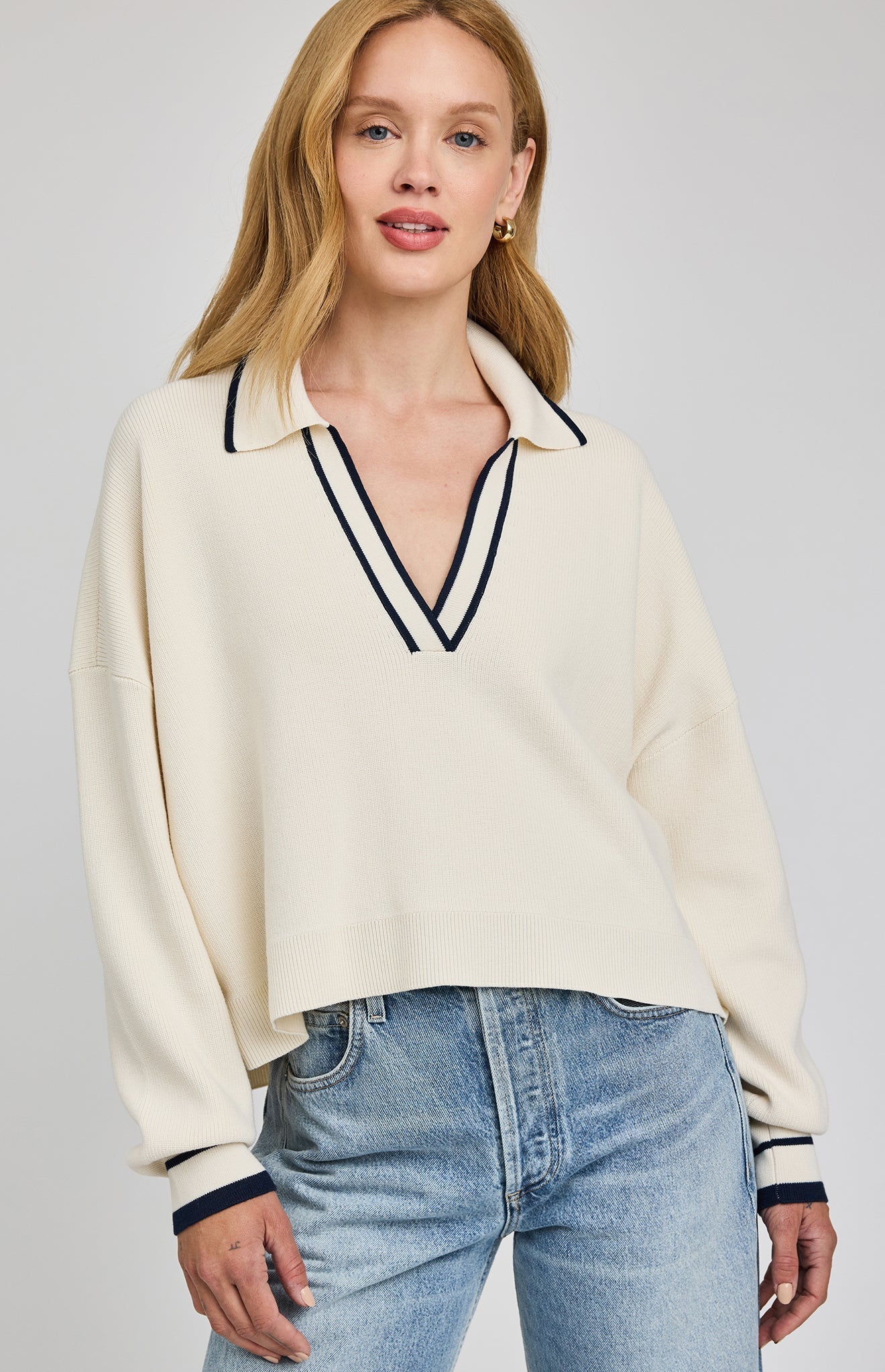 Tristan V-Neck Sweater-Gentle Fawn