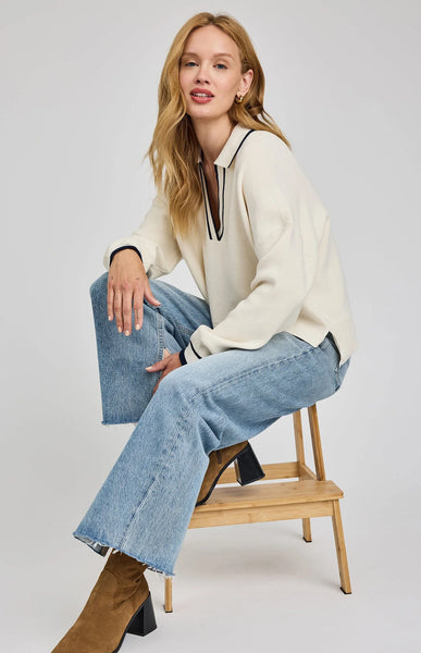 Tristan V-Neck Sweater-Gentle Fawn - Uforia Muse 