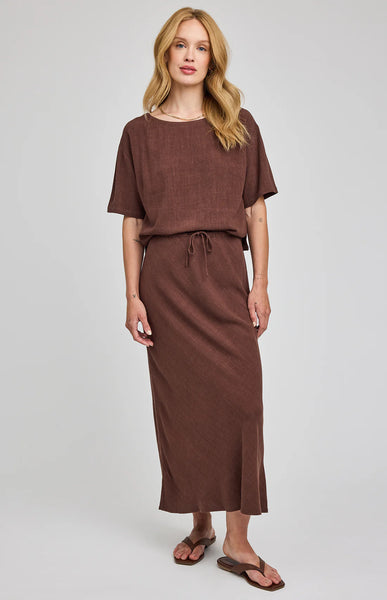 Cassia Linen Skirt-Espresso-Gentle Fawn