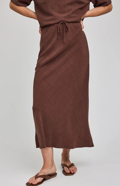 Cassia Linen Skirt-Espresso-Gentle Fawn
