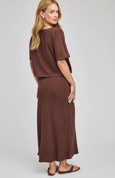Cassia Linen Skirt-Espresso-Gentle Fawn