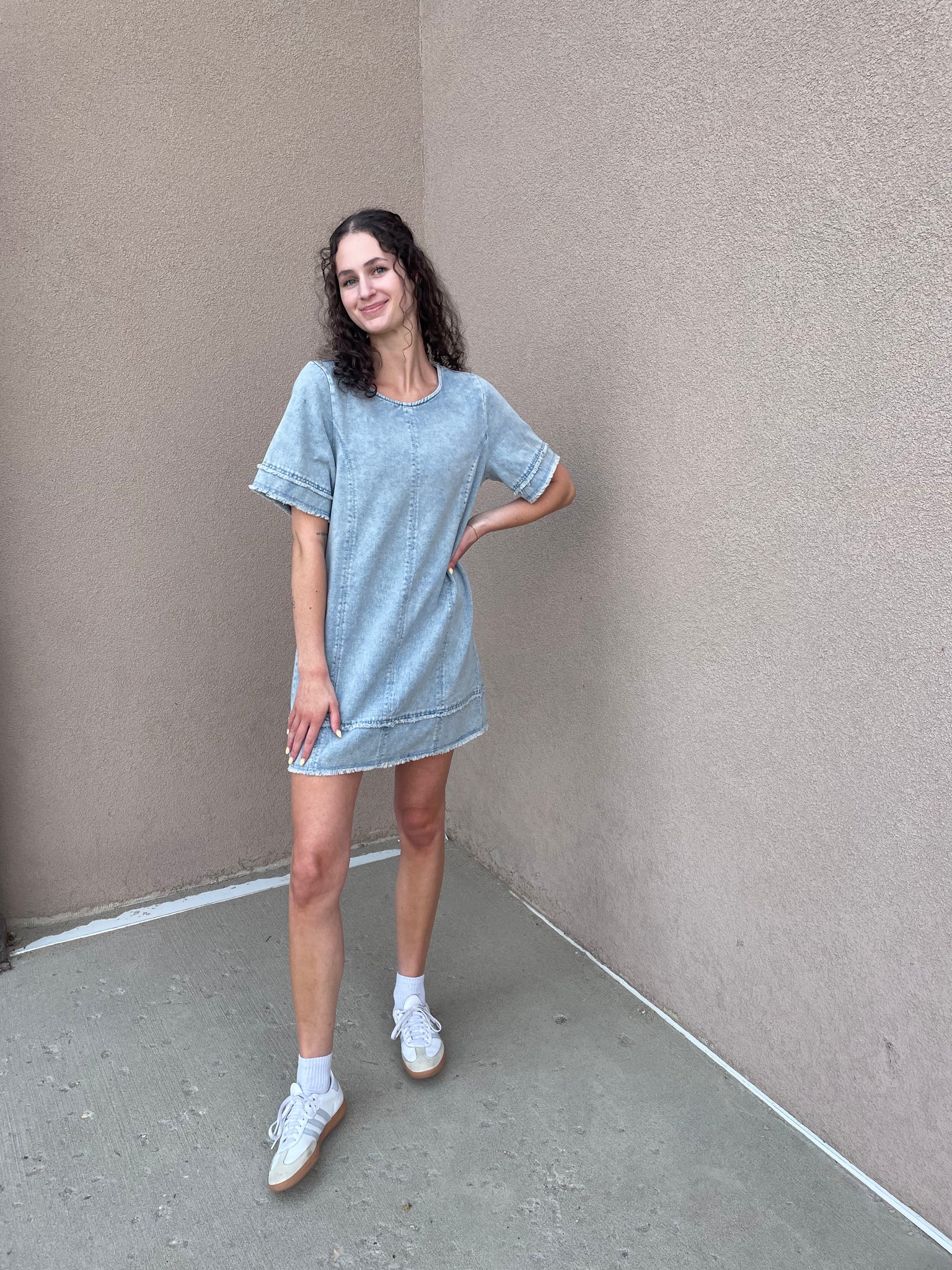Oversize Denim Shift Dress