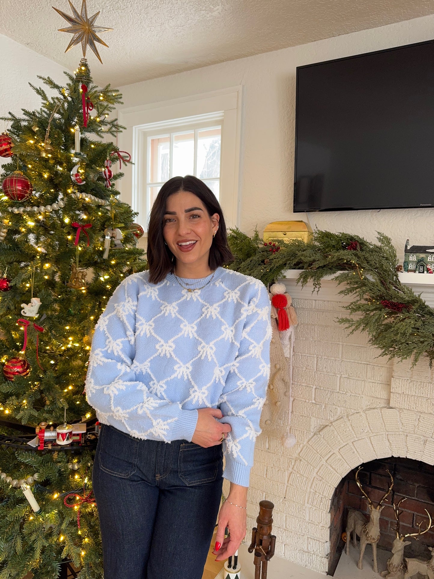 Blue Bow Sweater - Shop Teach