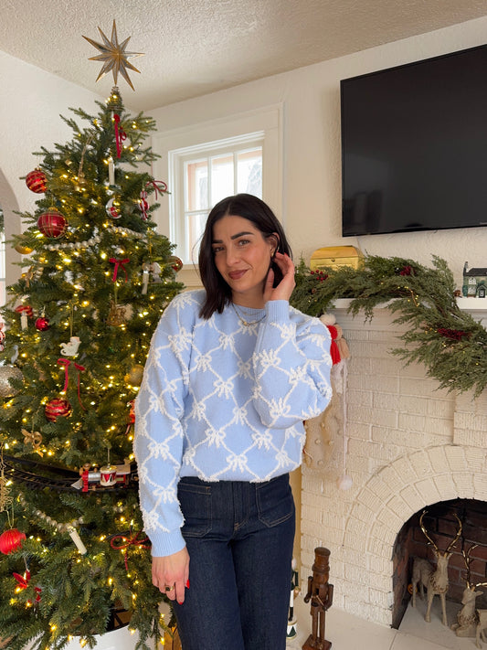 Blue Bow Sweater - Shop Teach