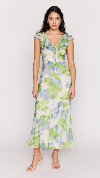 Carrie Ruffled Midi Dress- Mink Pink - Uforia Muse 