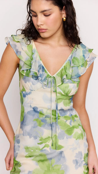 Carrie Ruffled Midi Dress- Mink Pink - Uforia Muse 