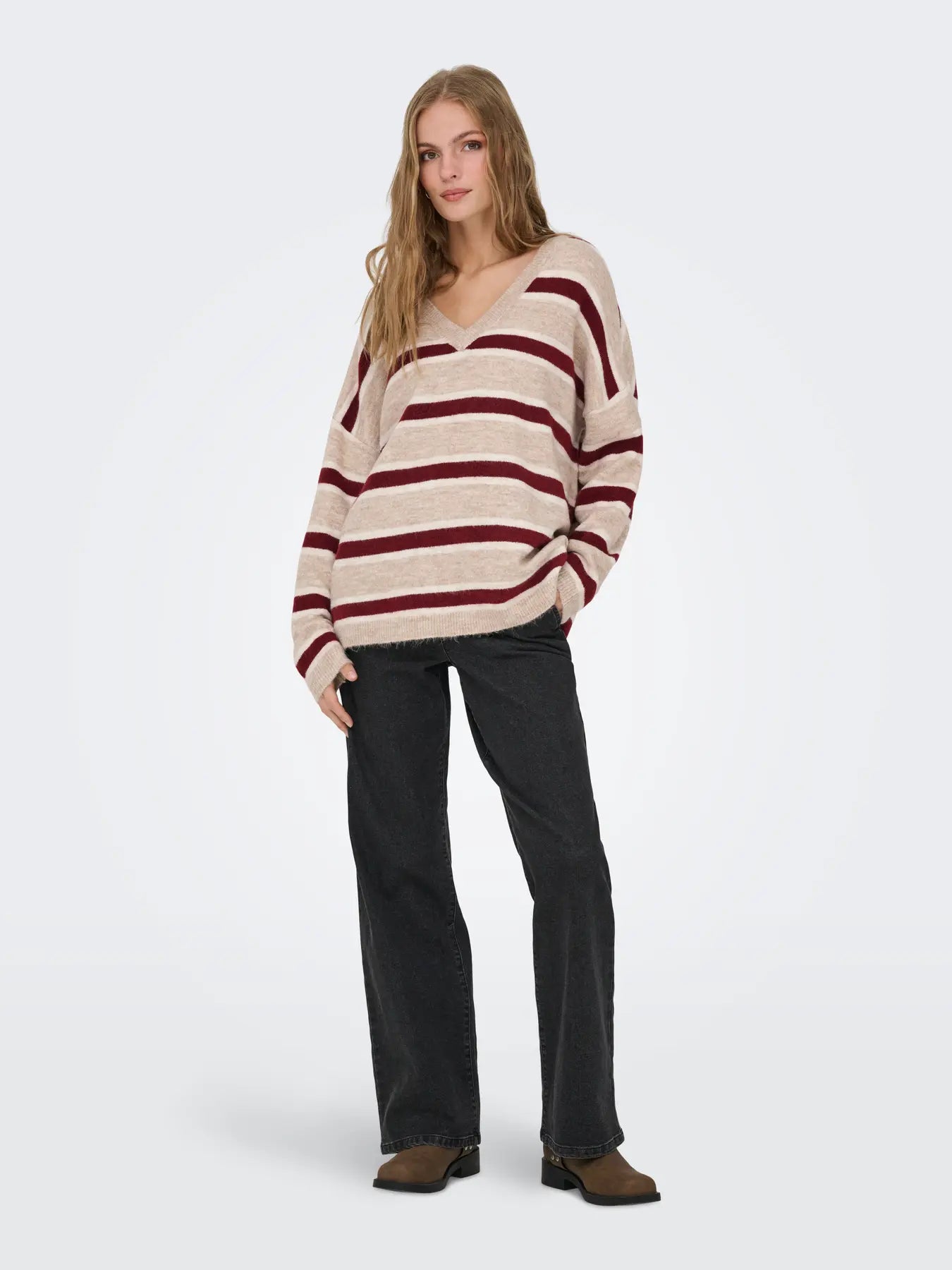 Talio V-Neck Knit-Stripe-Only