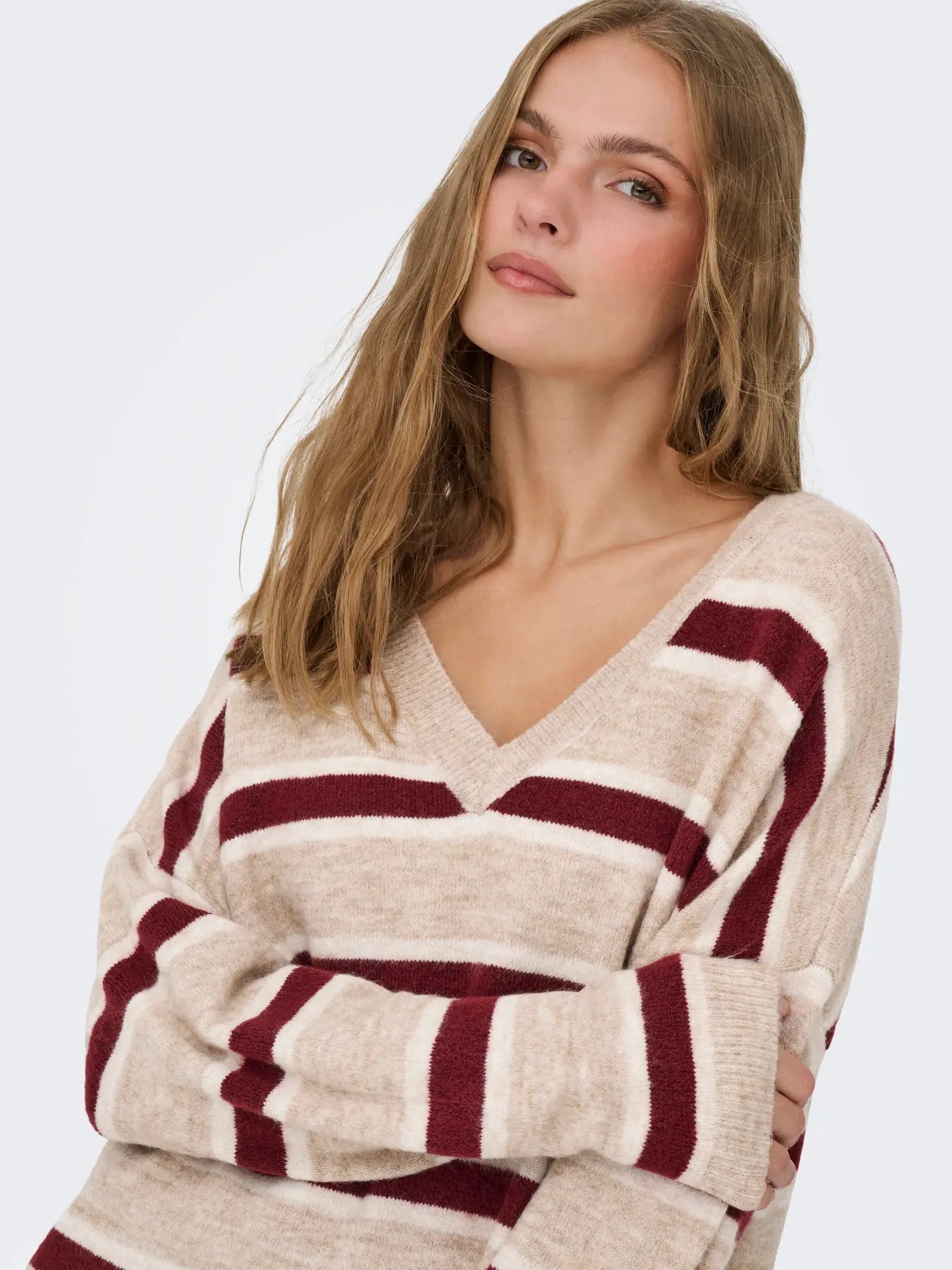 Talio V-Neck Knit-Stripe-Only