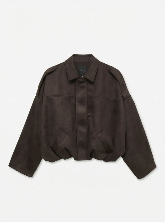 Hazel Faux Suede Bomber-Choc-Vero Moda - Uforia Muse 