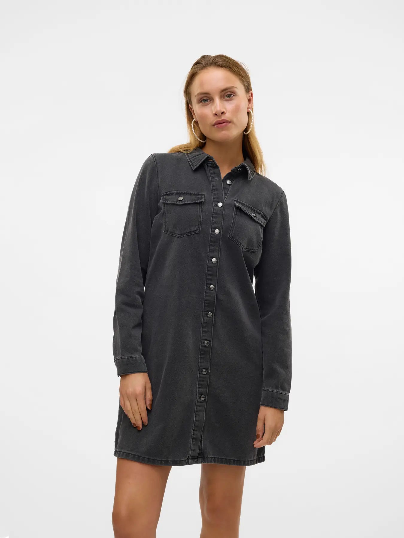 Jennie LS Denim Dress-BLK-Vero Moda
