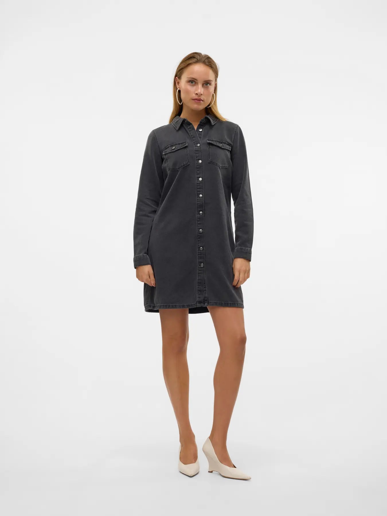 Jennie LS Denim Dress-BLK-Vero Moda