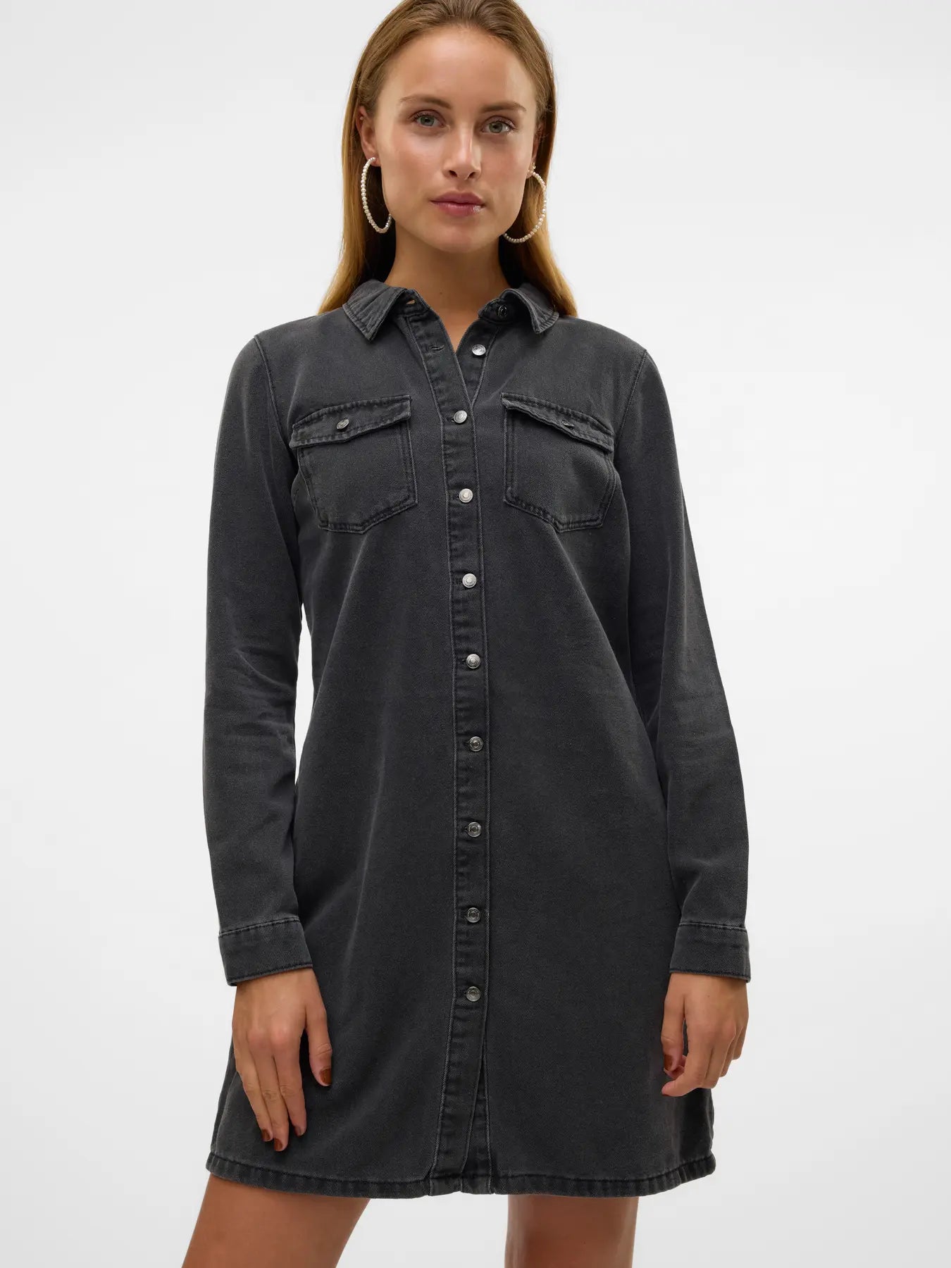 Jennie LS Denim Dress-BLK-Vero Moda