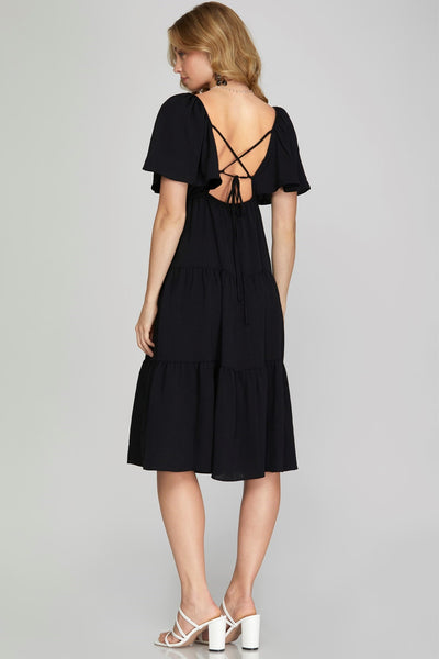 Tallulah Tier Dress- Black - Uforia Muse 